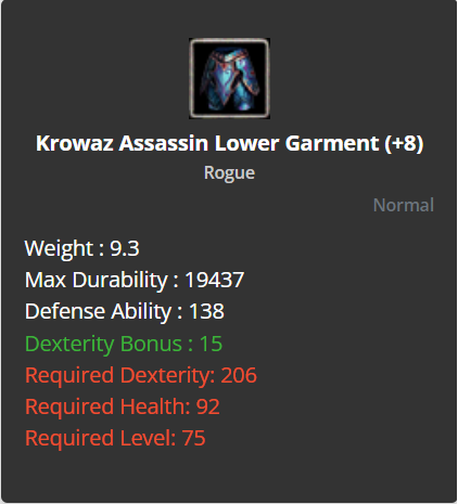 Krowaz Assassin Lower Garment +8